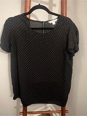 Counterparts Black Blouse with Multicolored Polka Dots